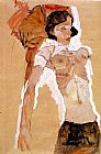 Egon Schiele Semi-nude Reclining painting